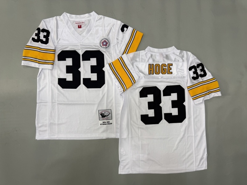 Men 2025 Pittsburgh Steelers #33 Hoge white Throwback Limited NFL Jersey style 001